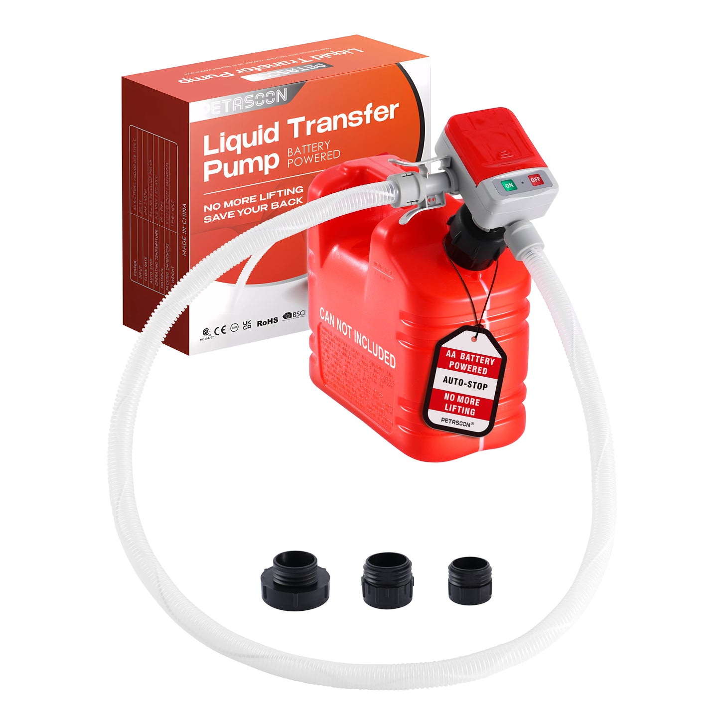 P9A / Fuel Transfer Pump Battery Powered Electric Portable Gas Can Tank Pump for Gasoline Diesel kerosene Liquid with Flexible Hose(Can Not Included)