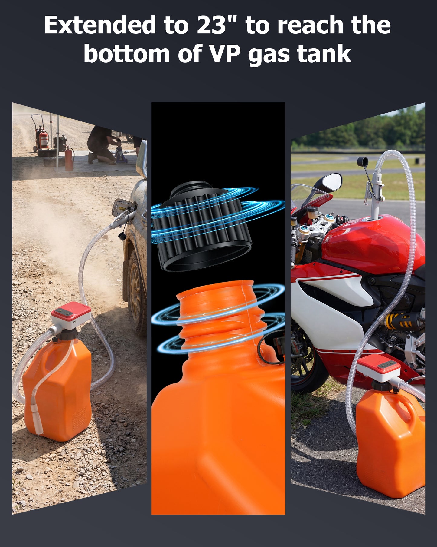 PETASOON Patented Fuel Transfer Pump Battery & USB Powered Operated 3.8GPM Gas Can Electric Pumps Transfer Gasoline Diesel Oil Liquid Water with Auto Stop and Racing Can Adapter(Gas Can Not Included)