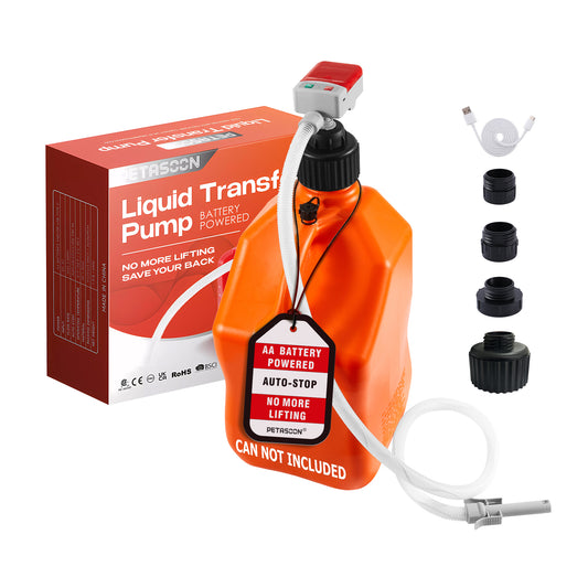 P9A-UR / Fuel Transfer Pump Battery Powered Electric Portable Gas Can Tank Pump for Gasoline Diesel kerosene Liquid with Flexible Hose Race Jug Adapter(Can Not Included)