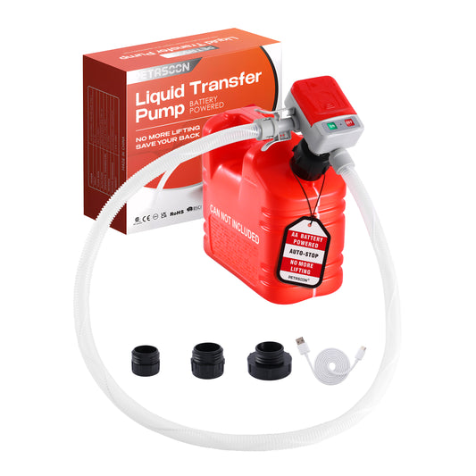 P9A-U / Fuel Transfer Pump Battery and USB Powered Electric Portable Gas Can Tank Pump for Gasoline Diesel kerosene Liquid with Flexible Hose(Can Not Included)