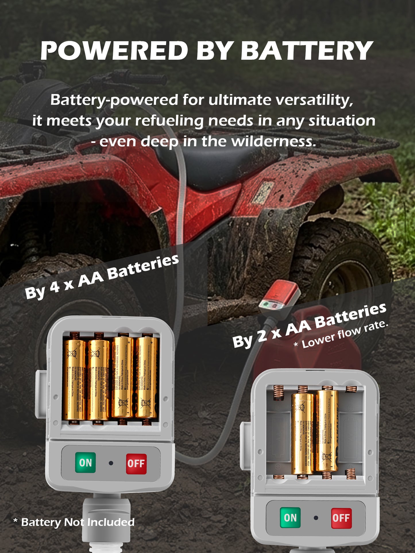 PETASOON Fuel Transfer Pump Battery Powered Electric Portable Gas Jerry Can Tank Pump for Gasoline Diesel kerosene Liquid with Flexible Hose(Can Not Included)