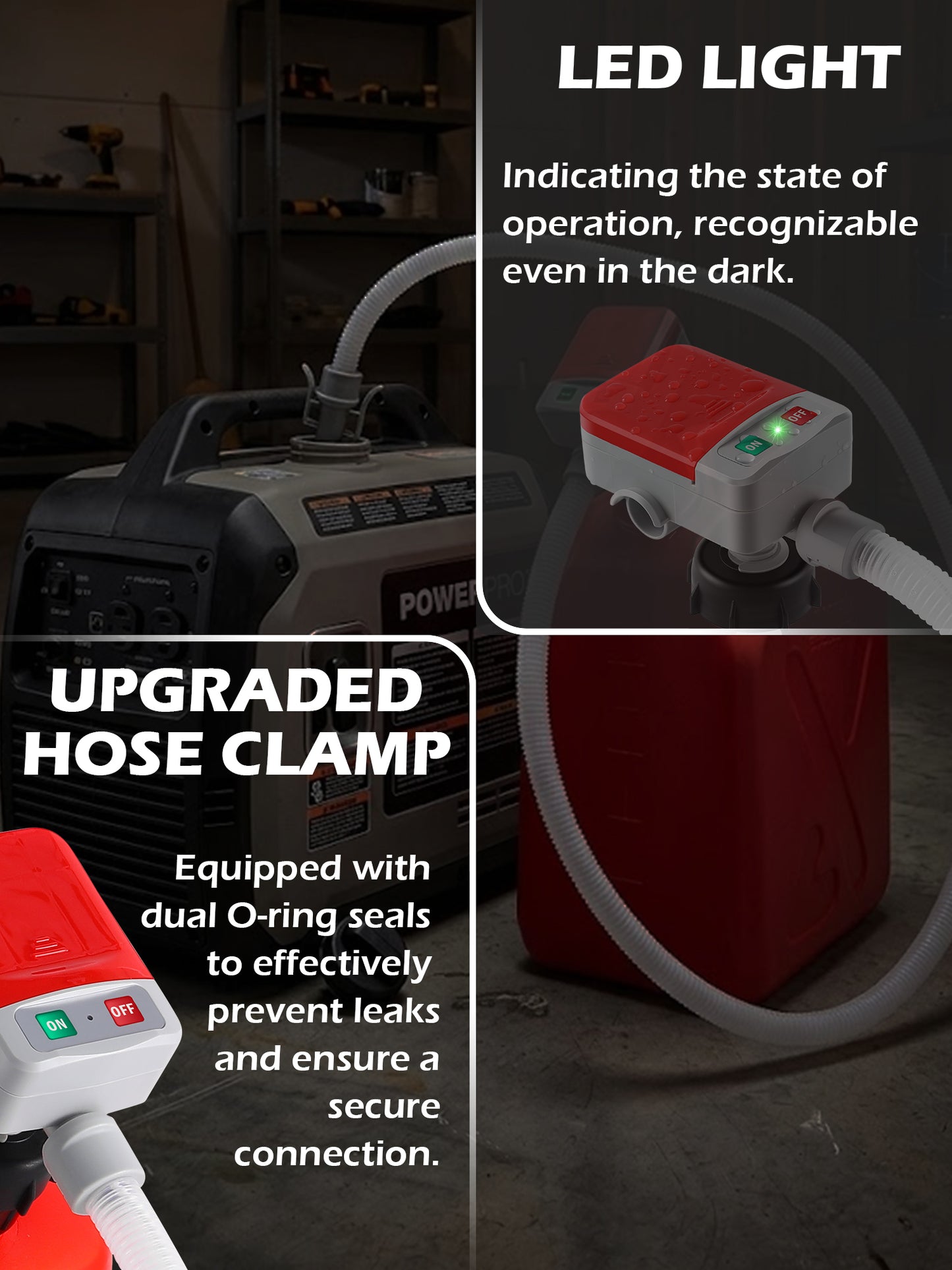 PETASOON Fuel Transfer Pump Battery Powered Electric Portable Gas Jerry Can Tank Pump for Gasoline Diesel kerosene Liquid with Flexible Hose(Can Not Included)